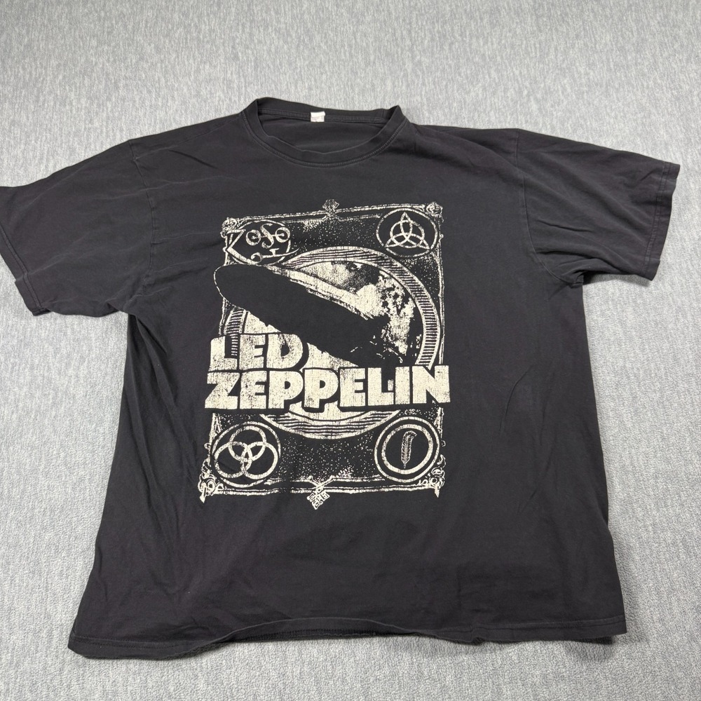 Led Zeppelin Shirt Mens Black Rock Band Graphic Print Cotton 22.5x26.5 VTG